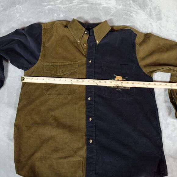 Vintage Nautica Corduroy Fisherman Button Shirt Mens M Oversized Two Tone - Picture 8 of 10